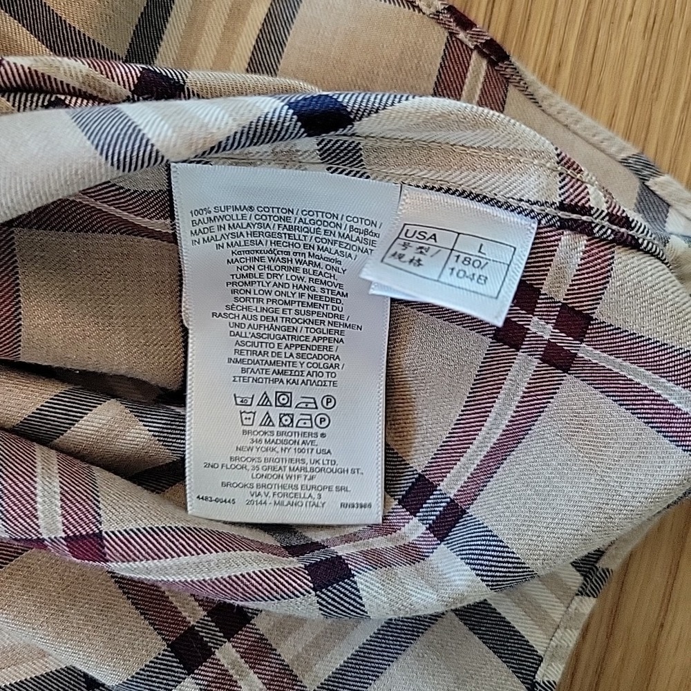 Brooks Brothers Shirt Mens Large Regent Plaid Button Down Supima OCBD Preppy - Picture 6 of 7